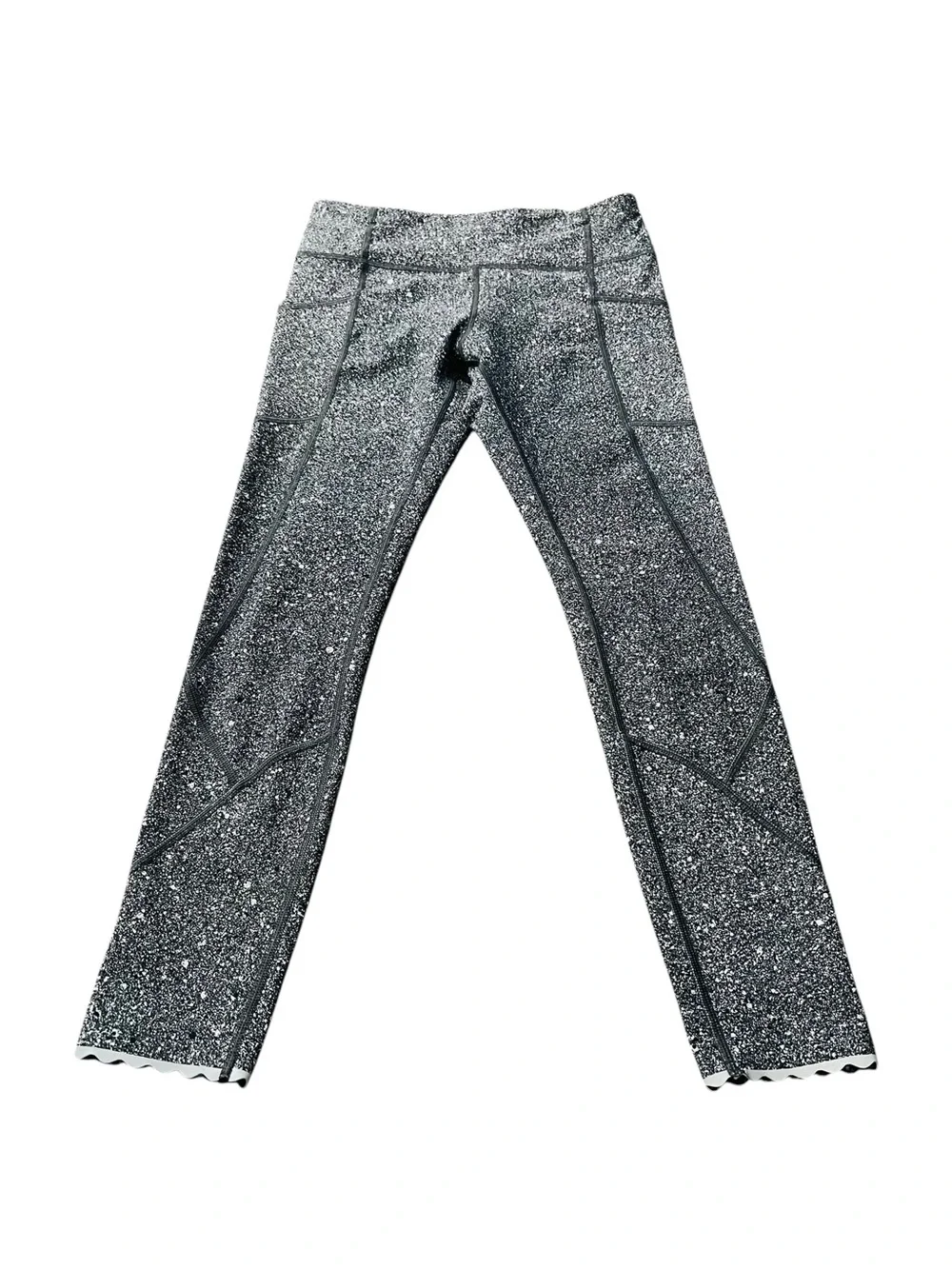 Lululemon Tight Stuff II Black With White Speckles Athletic Leggings Size 6